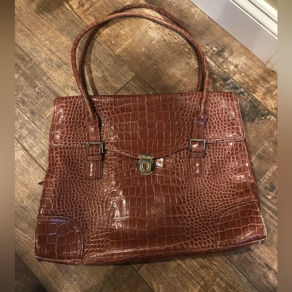 Vintage Liz Claiborne Brown Leather Briefcase; great Vintage Condition